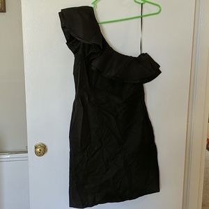 JCrew Black Ruffle One Shoulder Dress